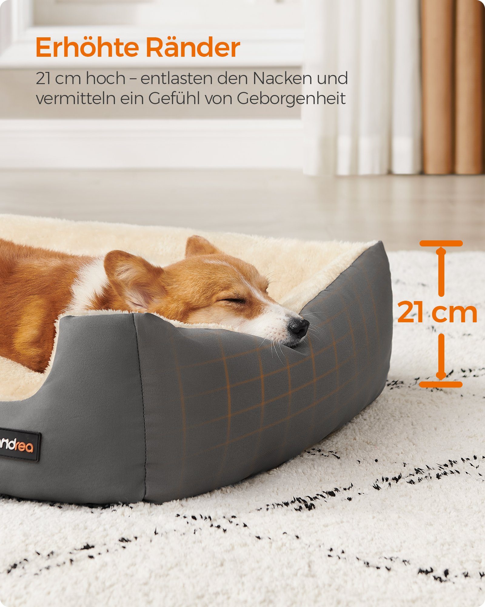 FEANDREA Tierbett, L/XL Hundebett, Hundekorb mit Wendekissen