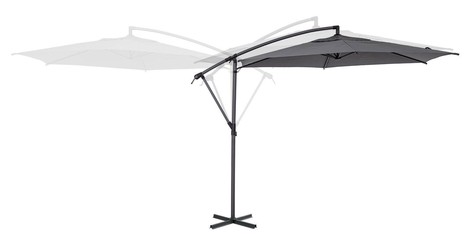 Bizzotto Ampelschirm TROPEA, Anthrazit, Ø 300 cm, Aluminium, Drehbar, Schwenkbar, Höhenverstellbar, mit Plattenständer, Polyester