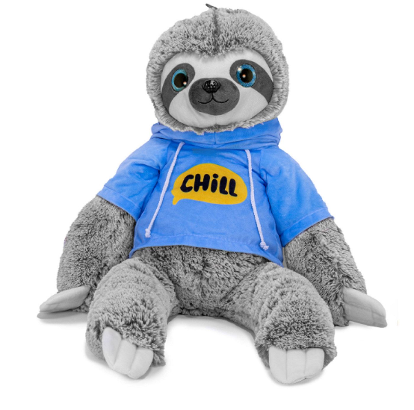 soma Kuscheltier Faultier Kuscheltier XXL 80 cm Plüschtier Plush Stofftier Chill Blau (Set, 1-St., Geschenk-Set), Riesiges Faultier mit blauem „Chill“-Hoodie zum Kuscheln & Verschenken