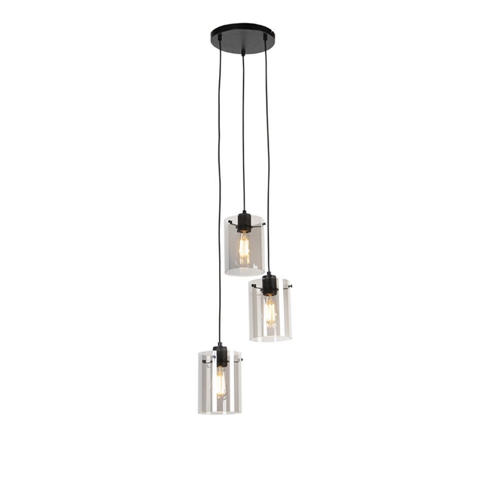 Qazqa Pendelleuchte Dome, ohne Leuchtmittel, Warmweiß, QAZQA Hängeleuchte, e27, Schwarz, Glas, Design