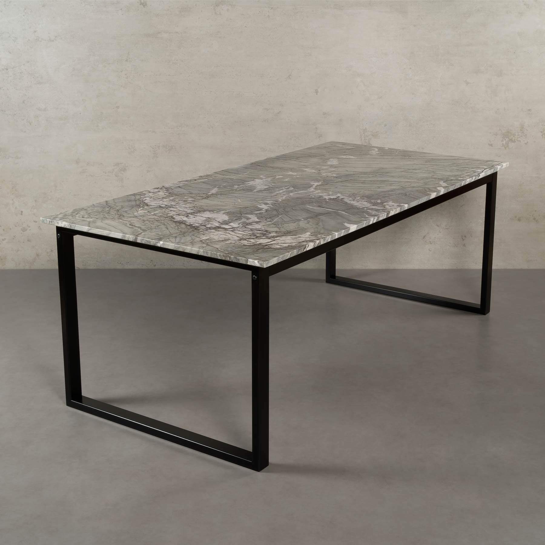 MAGNA Atelier Esstisch BERGEN OVAL mit Marmor Tischplatte für Outdoor, Garten Esstisch eckig, Metallgestell, 160x100x75cm und 200x100x75cm