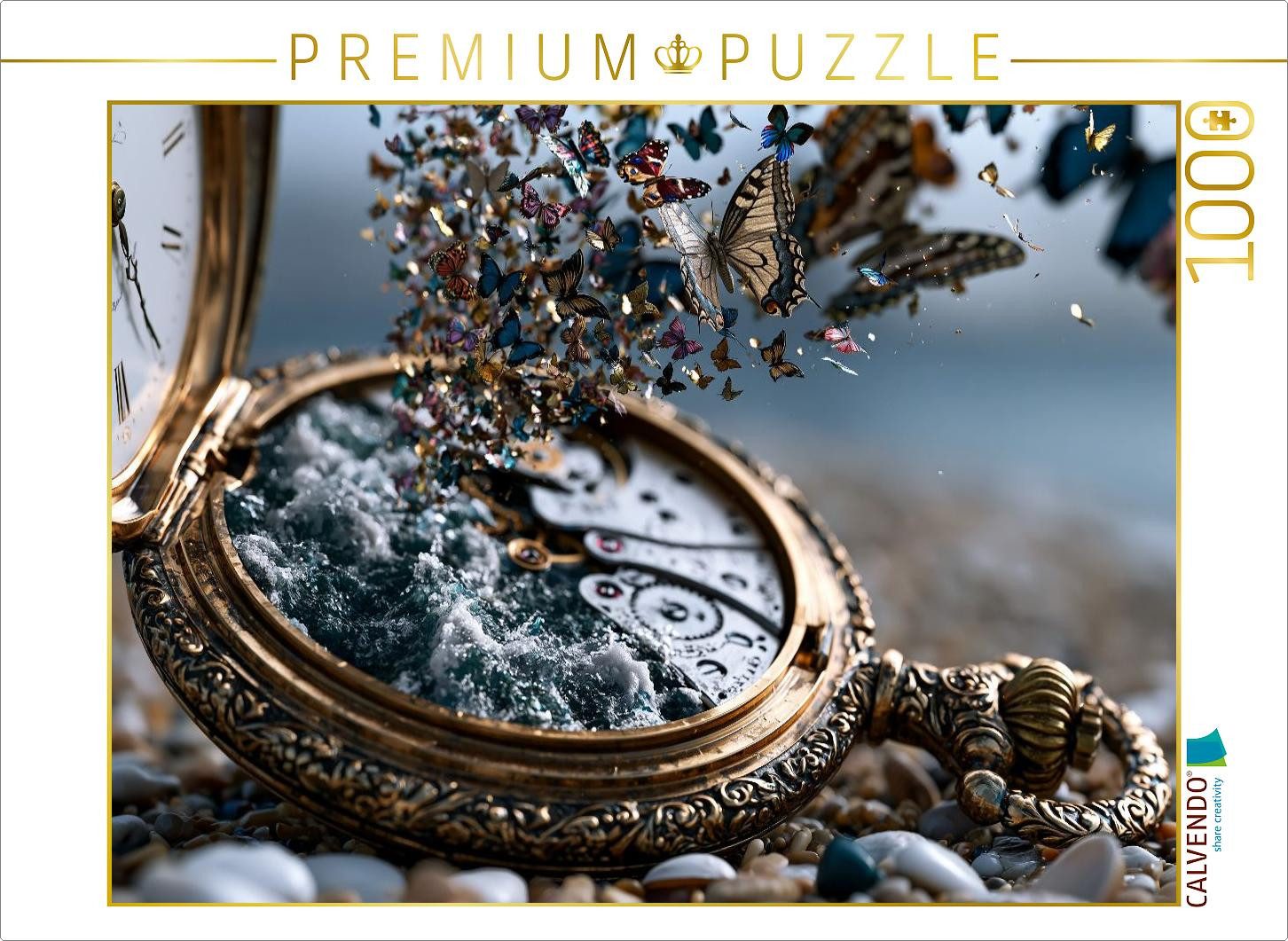 CALVENDO Puzzle CALVENDO Puzzle Die Taschenuhr mit Ozean der Schmetterlinge, 1000 Tei, 1000 Puzzleteile