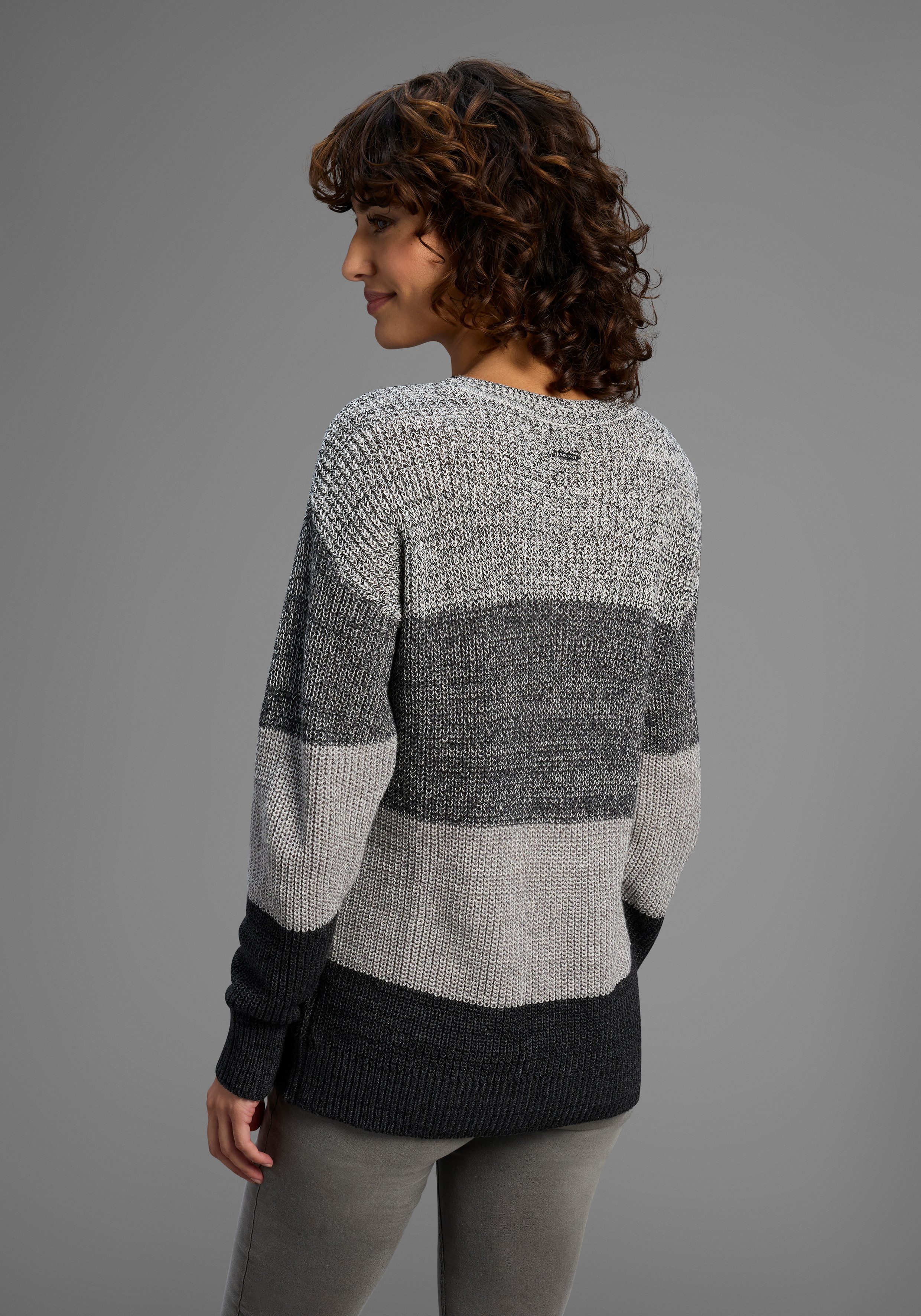 Laura Scott Streifenpullover Übergangspullover aus Baumwolle mit Melangeopt günstig online kaufen