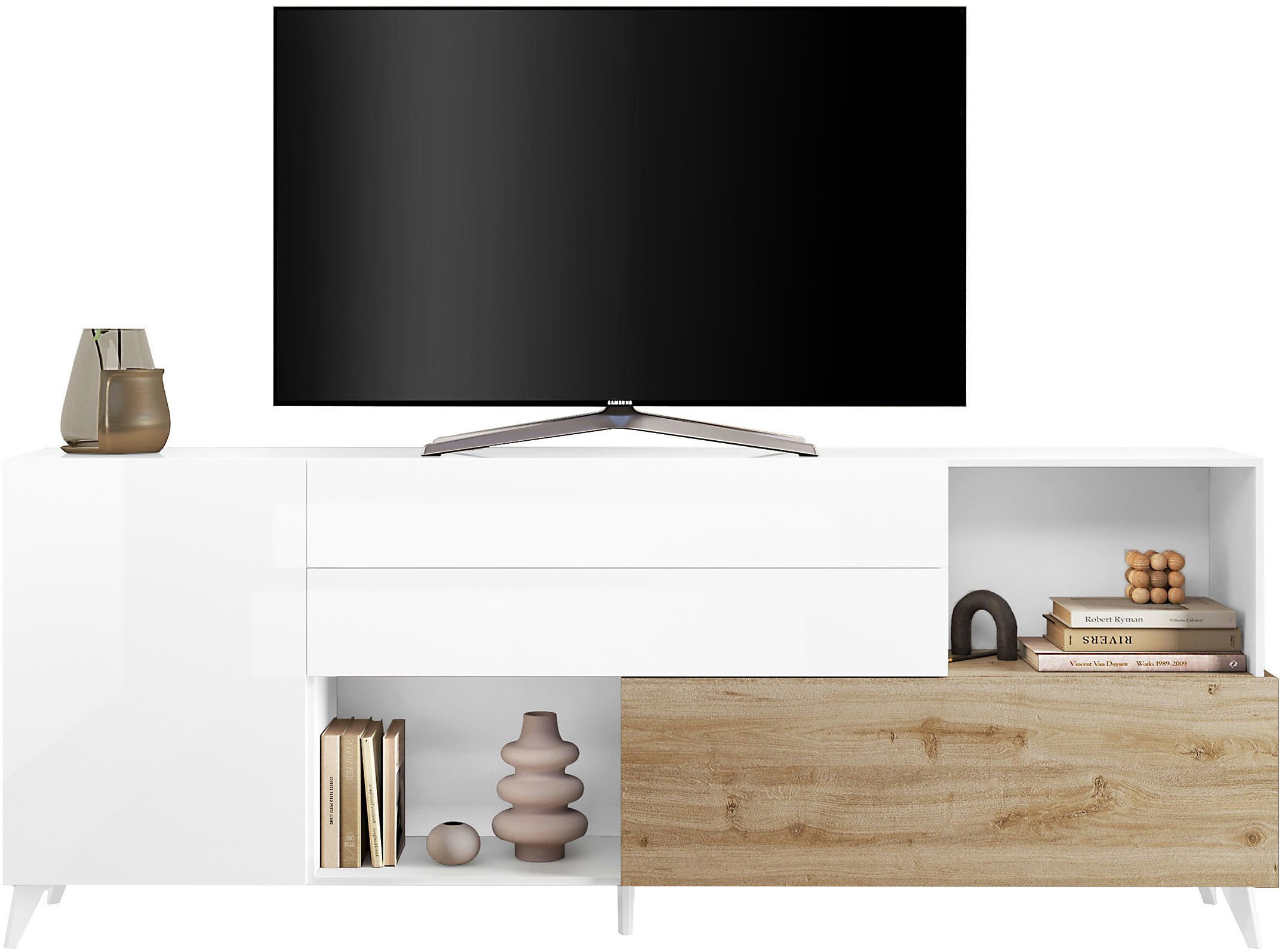 Home affaire Sideboard Monaco in Breite 241 cm, Anrichte mit Tür, Klappe und 2 Schubkästen, Stauraumschrank – sanftes Schließen, edles Design, viel Platz