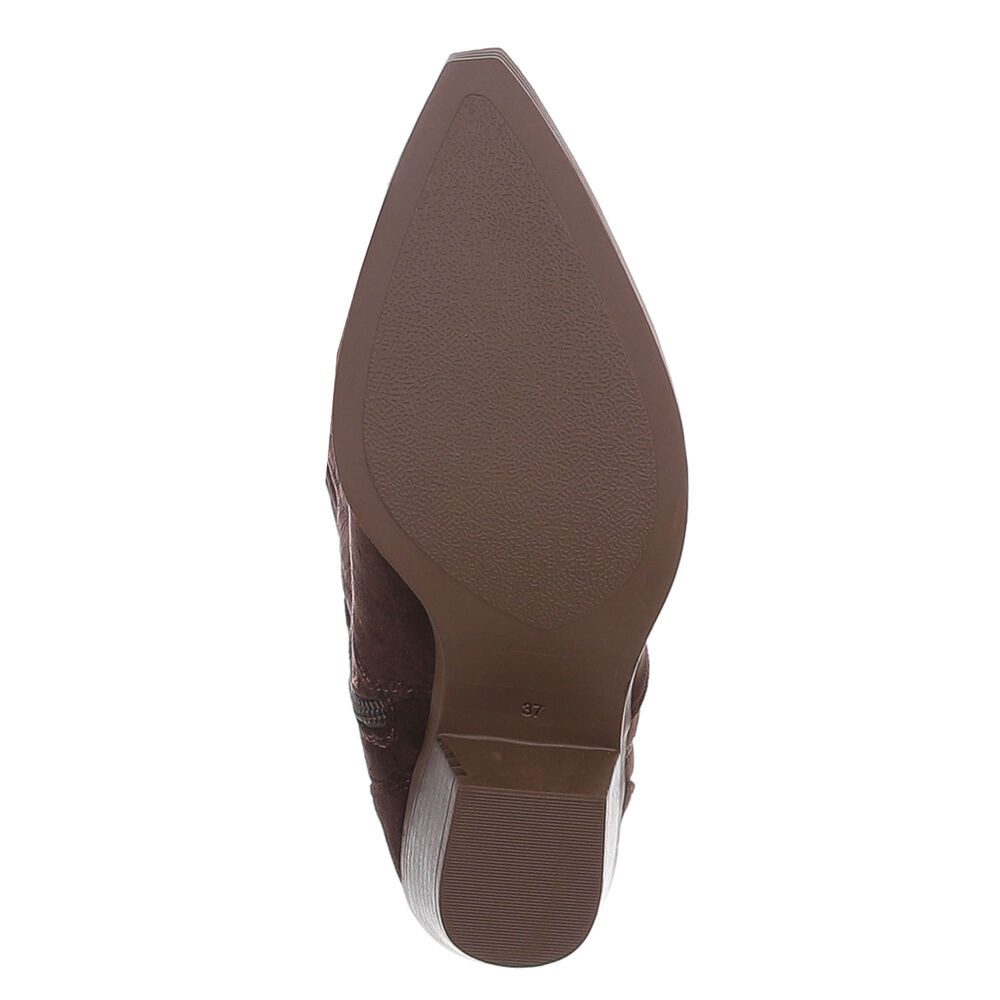 Ital-Design Damen Westernstiefel mit Blockabsatz und Ziernähten Westernstiefel (92299574) Blockabsatz Stiefel in Braun – Bild 3 von 5