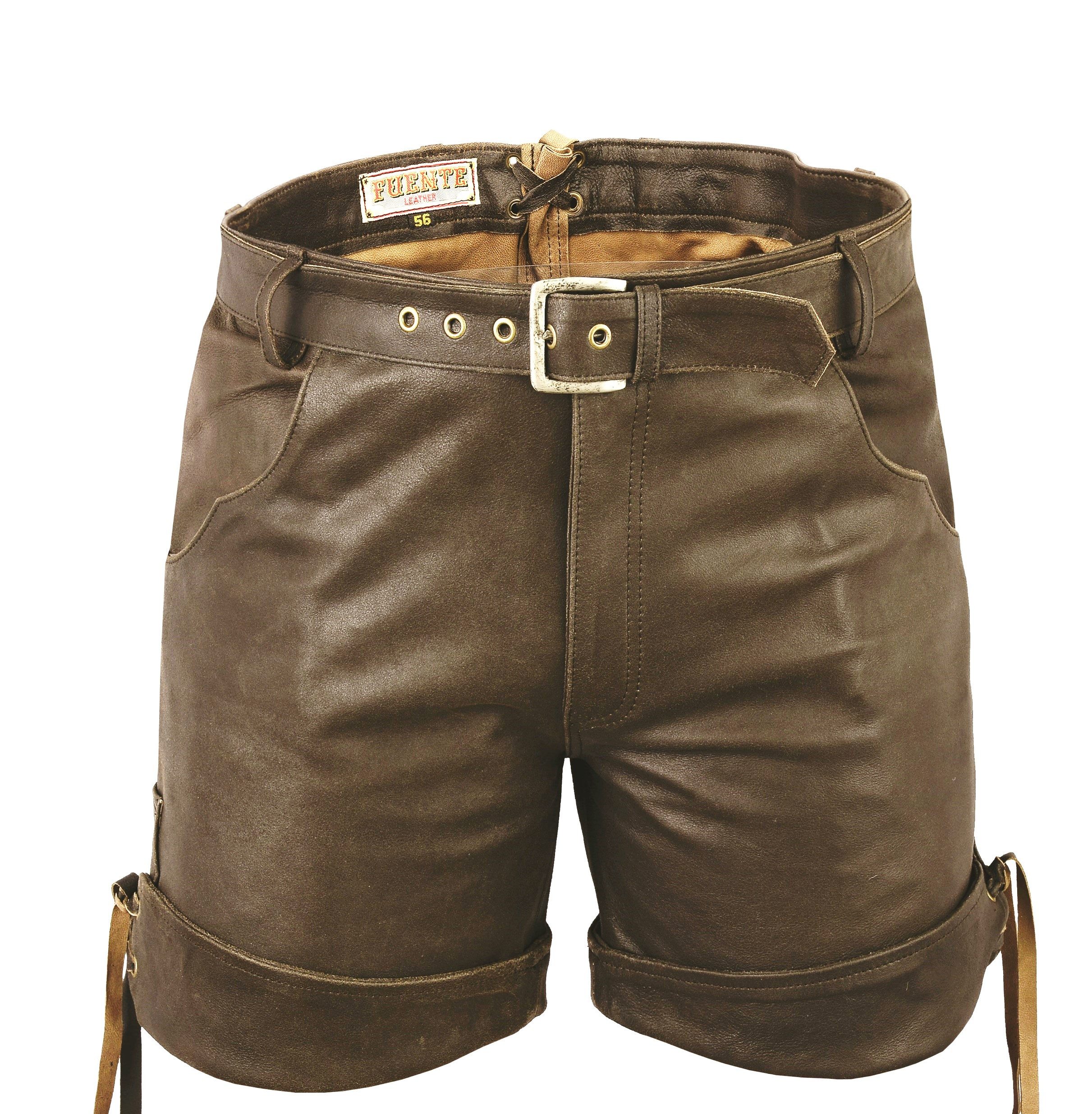 Fuente Leather Wears Trachtenlederhose Kinder Trachten Lederhose kurz mit Gürtel braun