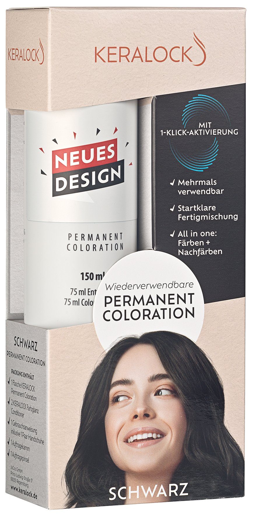 Keralock Coloration Wiederverwendbare Haarfarbe Schwarz