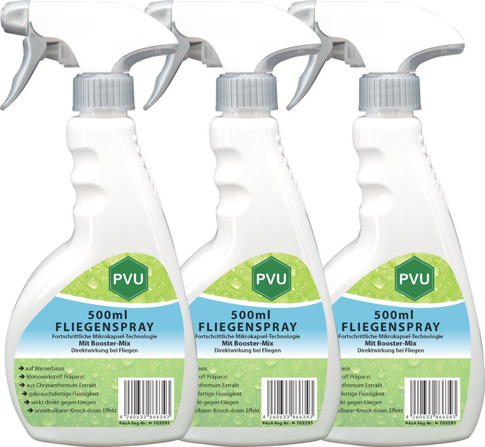 PVU Insektenspray Fliegen Bekämpfung mit Fortschrittlicher Mikrokapsel-Technologie, 1.5 l, Booster Mix, unmittelbarer Knock-down Effekt