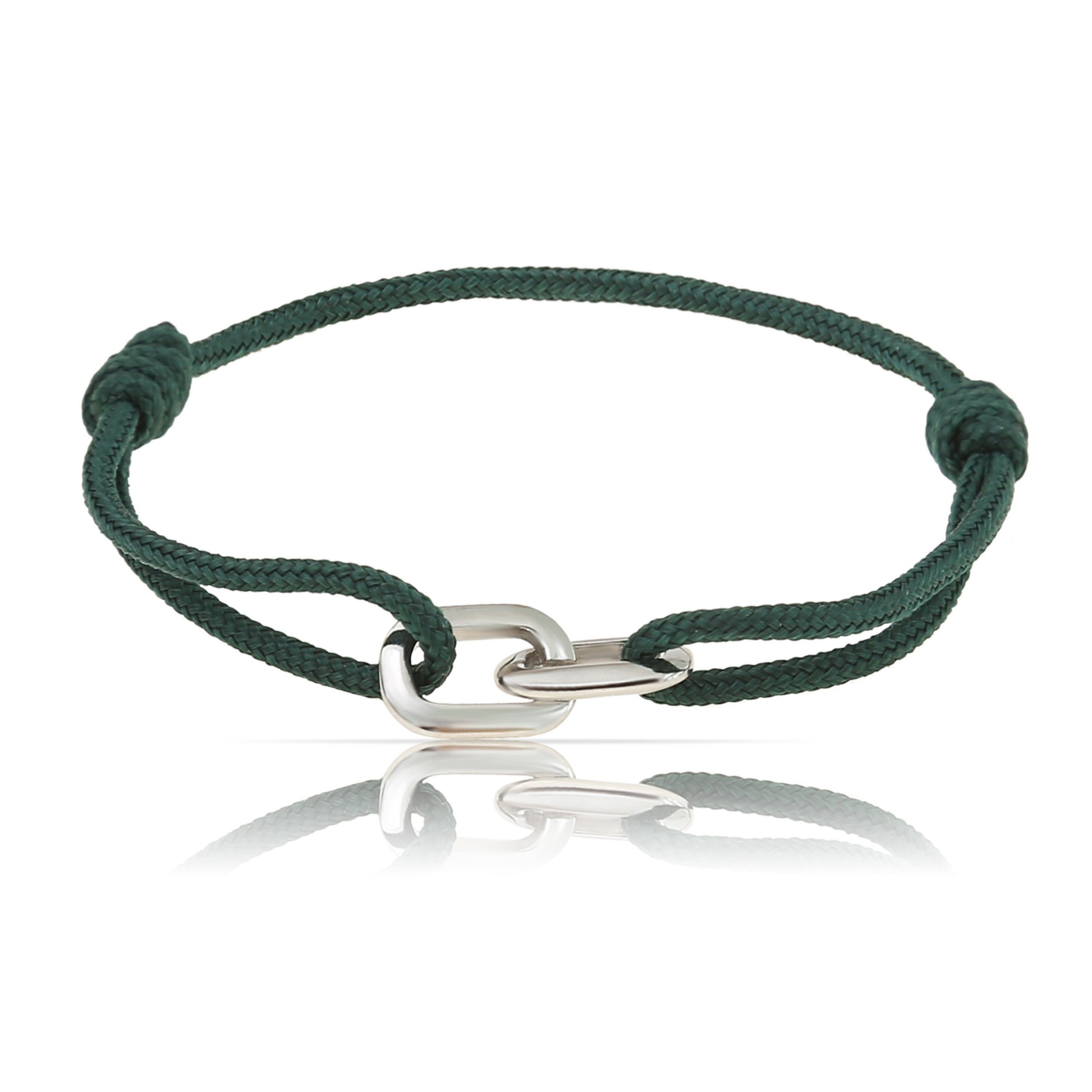 Made by Nami Armband Herren Segeltau Damen Armband Grün Surfer Minimalistisches Verstellbar Armband Smaragd Armband Silber Handgemacht, Wasserfest Armband