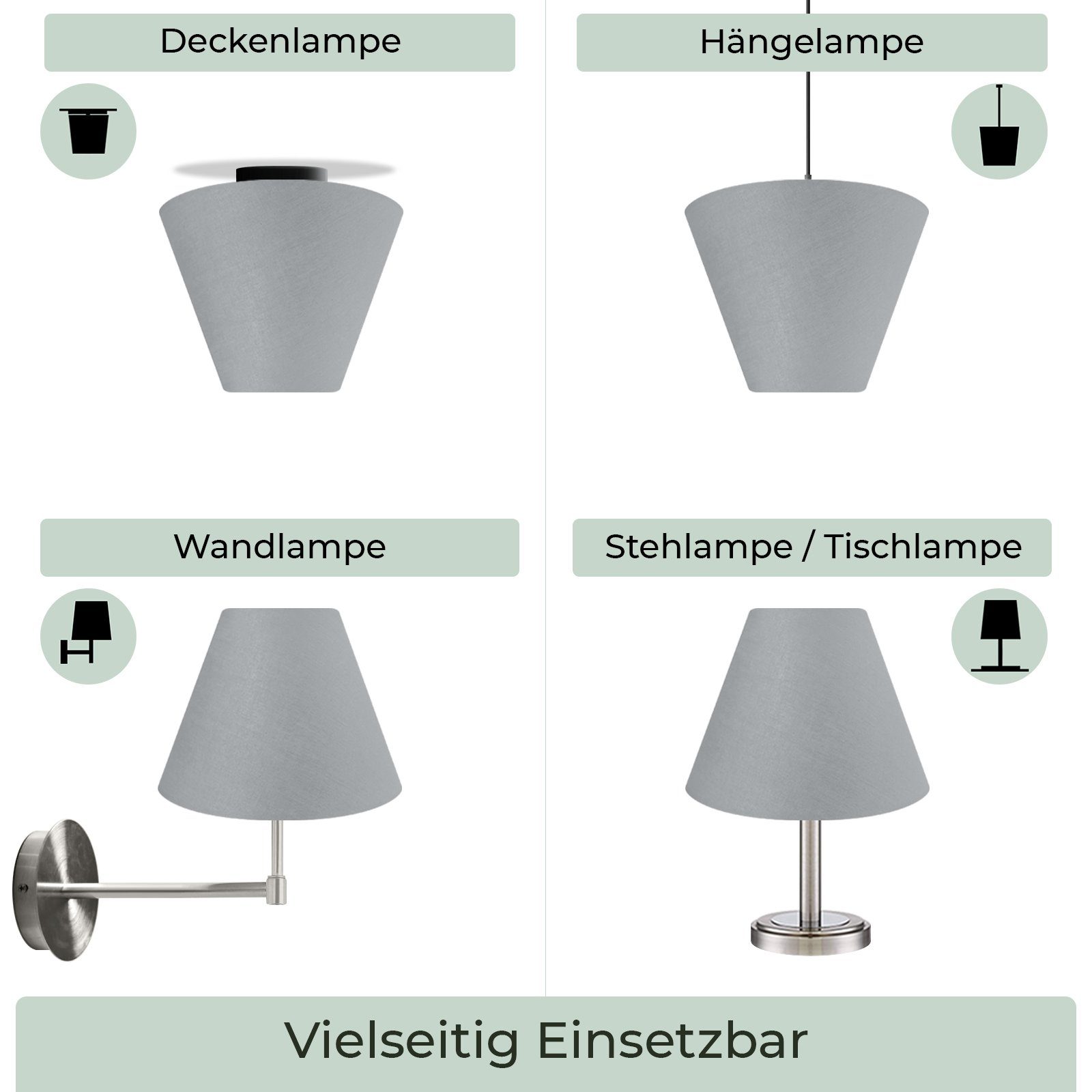 Wogati Lampenschirm Stehlampe Lampenschirm Schwarz Konisch Premium Wogati