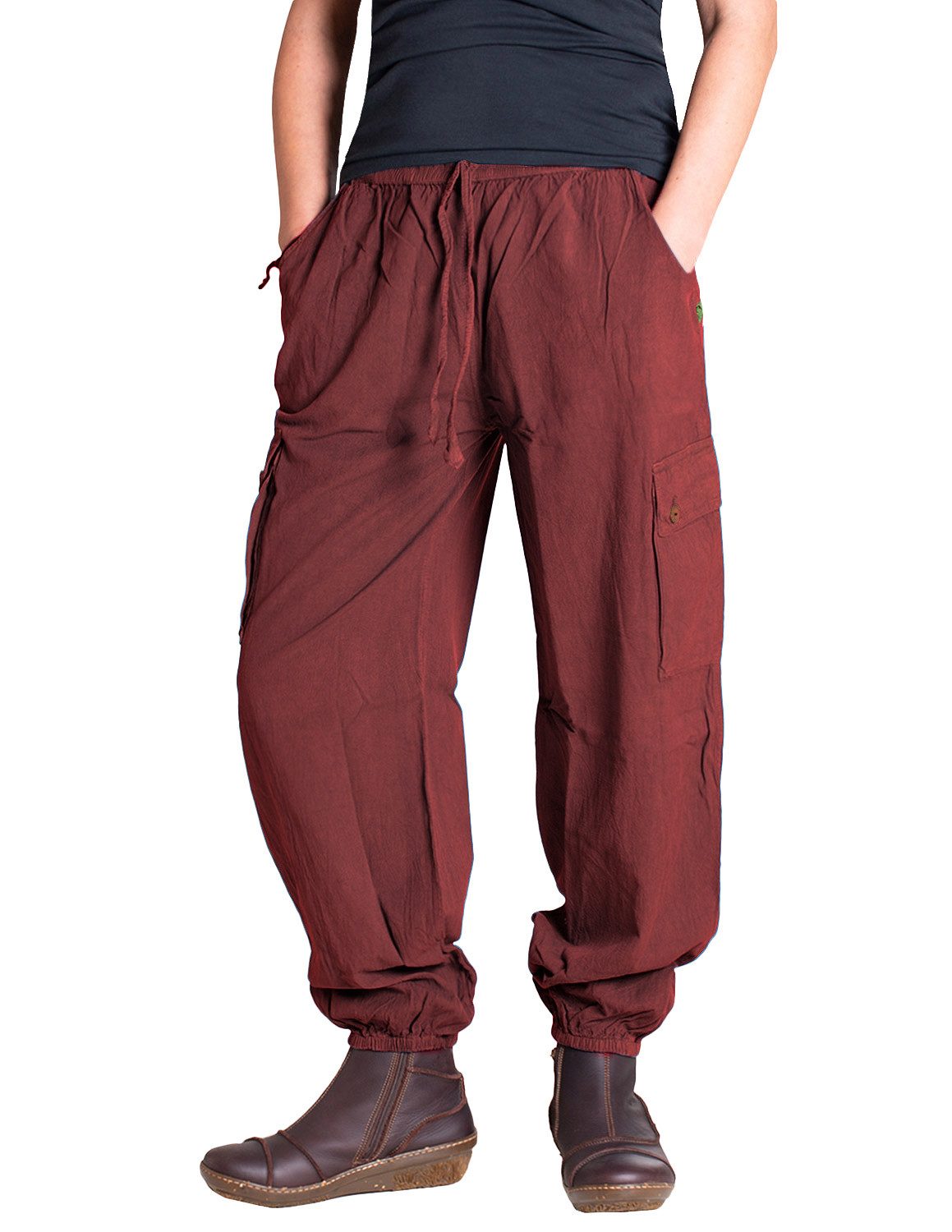 Vishes Cargohose Bequeme Unisex Freizeithose mit Gummibund und Taschen Alternative Bekleidung, Ethno, Hippie, Retro Style