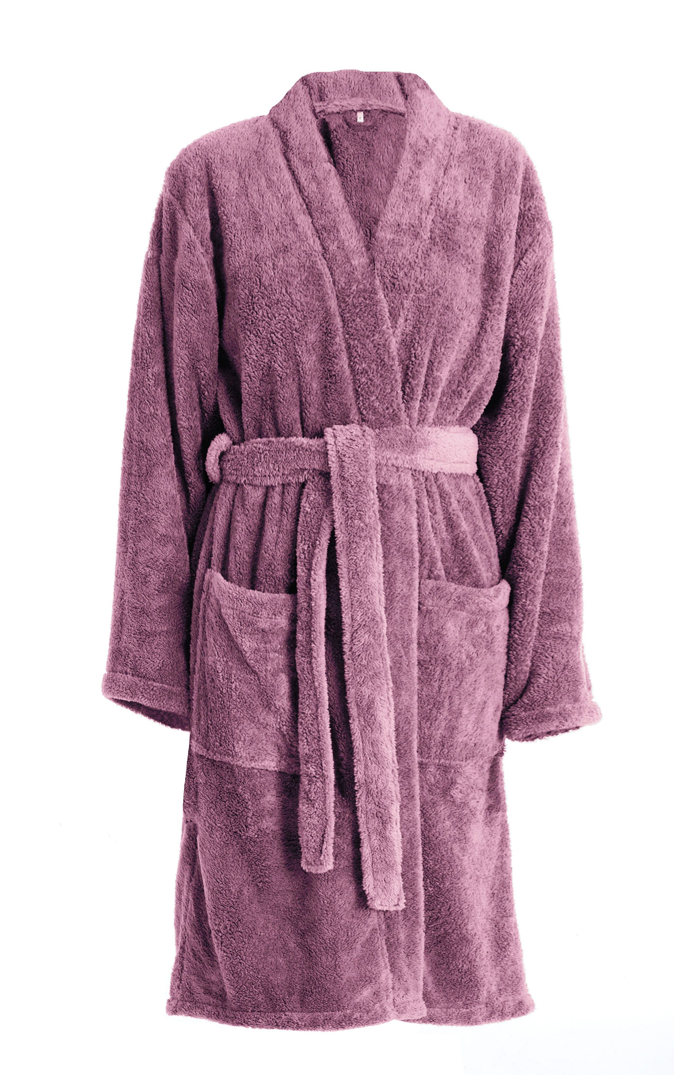 OTTO home Unisex-Bademantel Lillou Kimono, ideal für Sauna & Spa, Hotelbademantel, Morgenmantel, Midilänge, Microfaser, Kimono-Kragen, Gürtel, kuschelig weicher – Bild 2 von 5