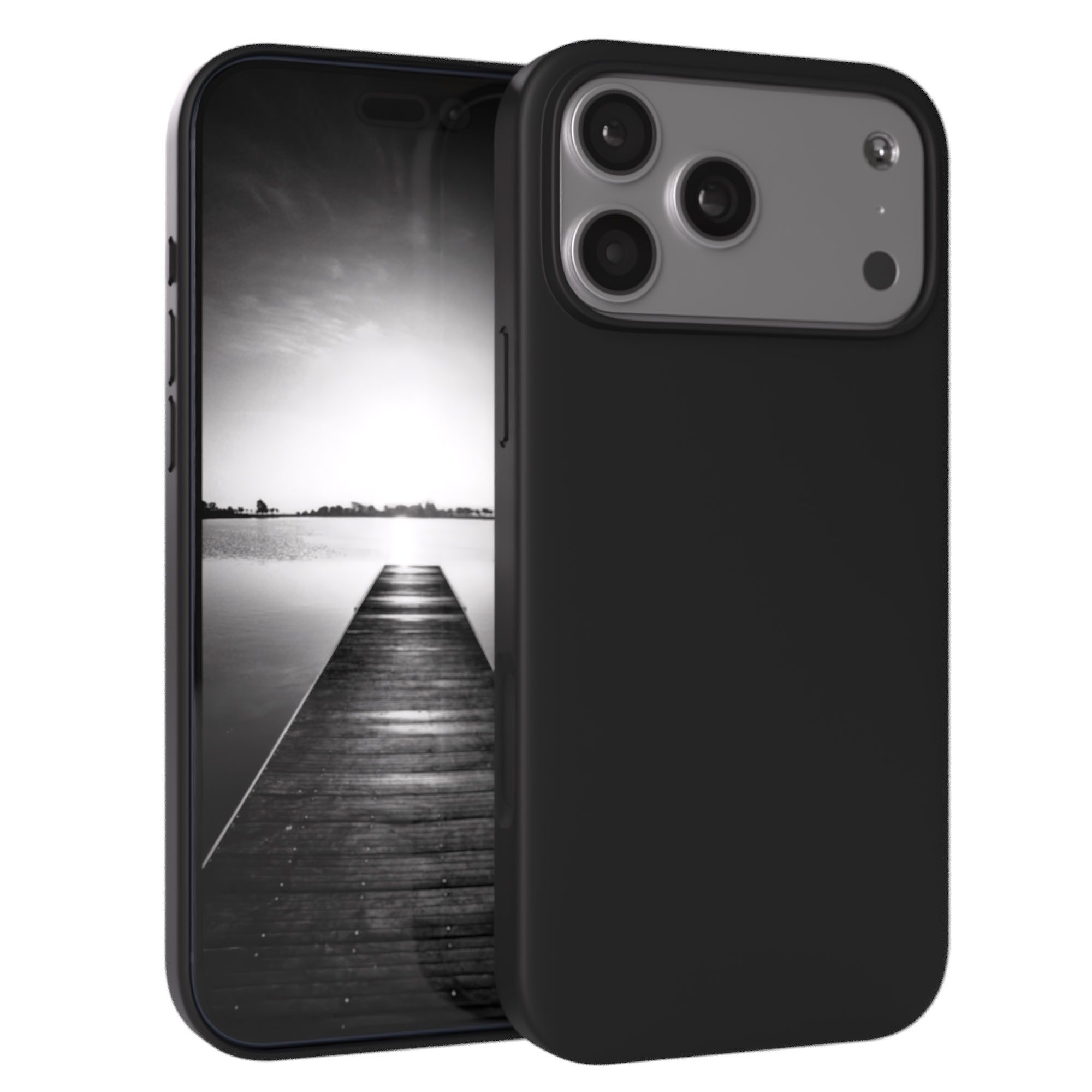 EAZY CASE Handyhülle für Apple iPhone 17 Pro Max Hülle Silikon 6,9 Zoll, Hülle mit Kameraschutz Bumper Silikonhülle stoßfest Slimcover Schwarz
