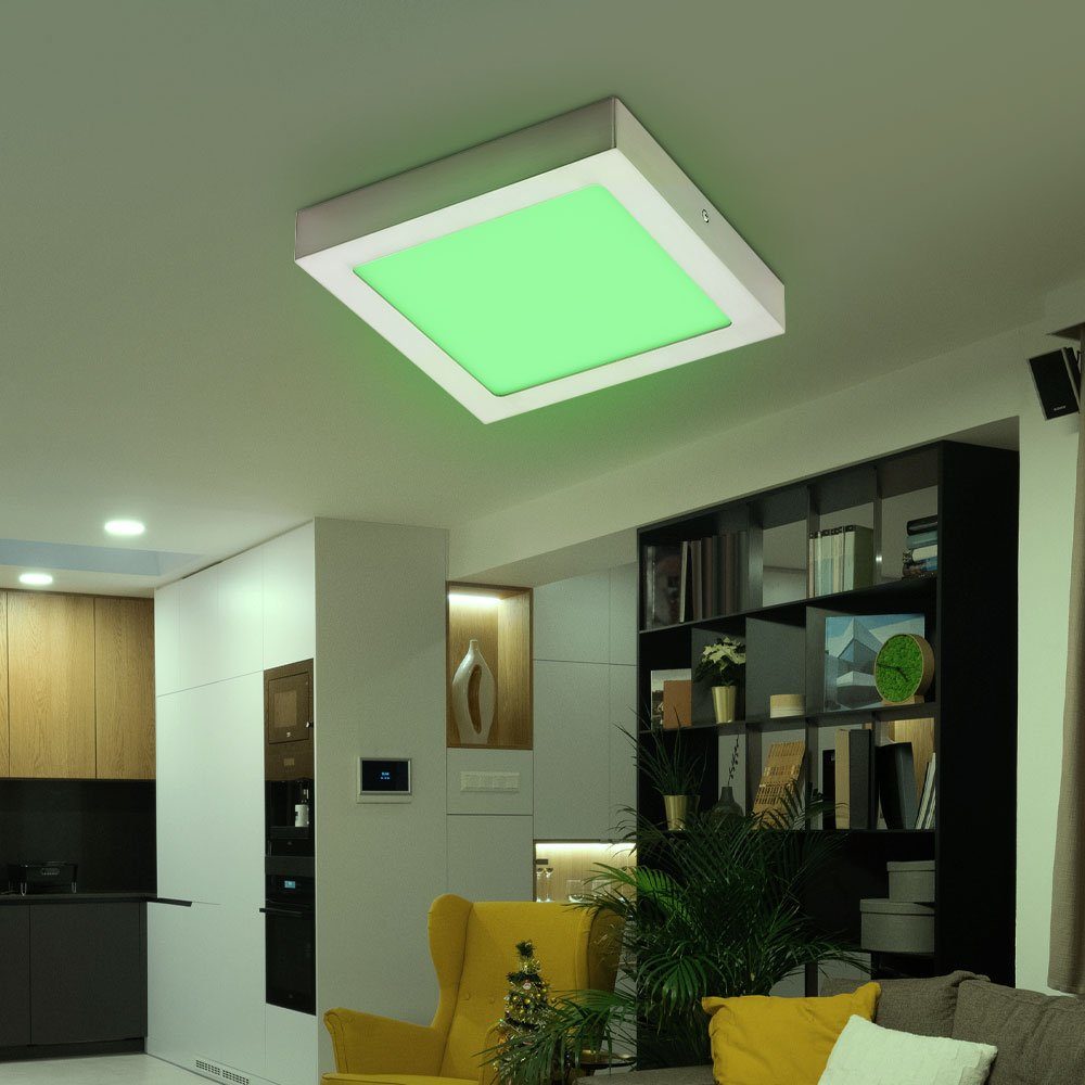 EGLO fest Deckenlampe LED cm LED RGB Farbwechsel, Deckenleuchte, 22,5 Wohnzimmerleuchte Fernbedienung Warmweiß, L Panel verbaut, LED-Leuchtmittel