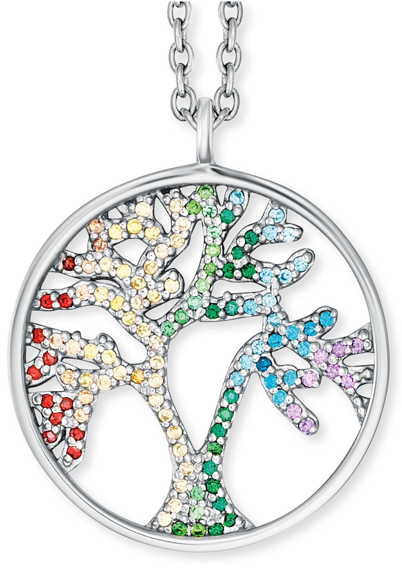Kette mit Anhänger LEBENSBAUM MULTICOLOR