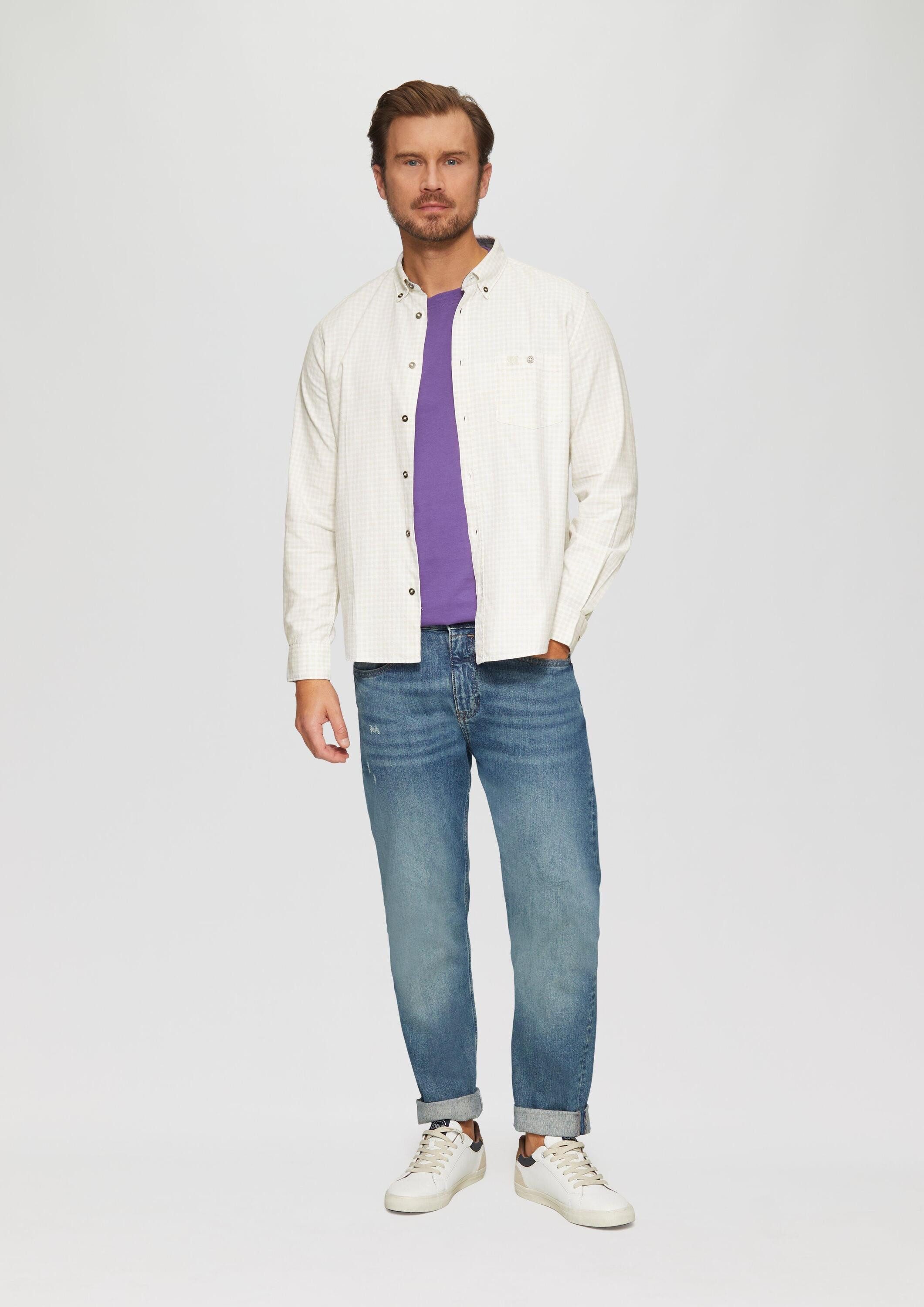 s.Oliver Langarmhemd Hemd Regular Fit: Kariertes Hemd mit Button-Down-Kragen