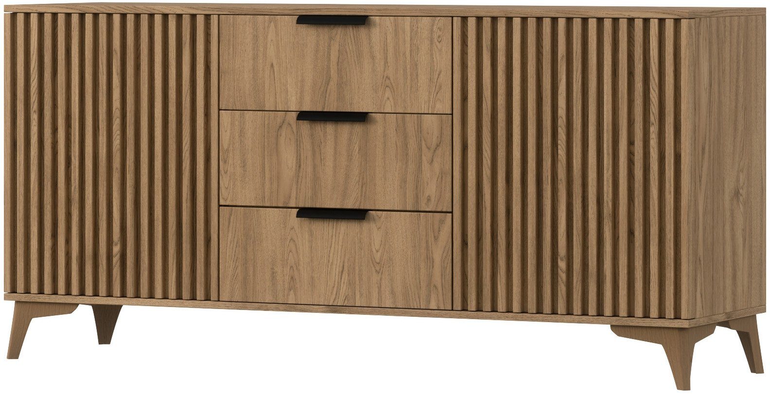 MOEBLO Kommode Entia (Sideboard Wohnzimmer Kommode Schlafzimmer Komodenschrank Highboard, Eiche Artisan mit Schubladen mit Lamellen), (HxTxB):72x40x150 cm