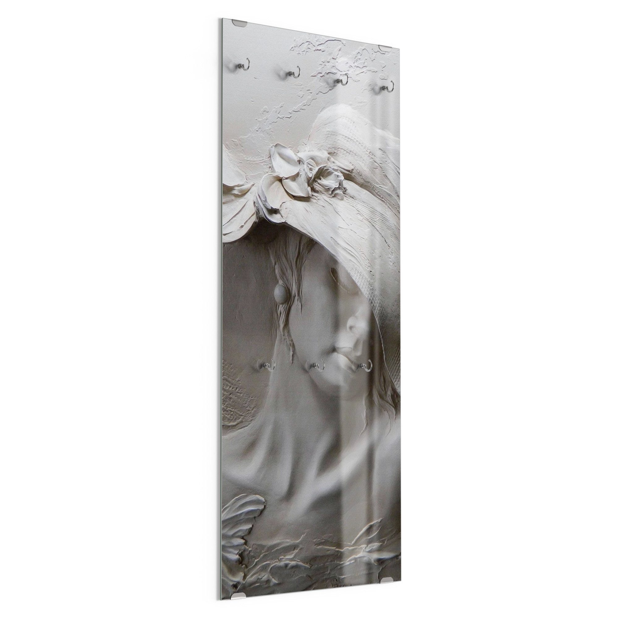 DEQORI Kleiderhaken 'Skulptur einer Lady', Glas Garderobe hängend Flur Jackenhalter modern Wandgarderobe Haken