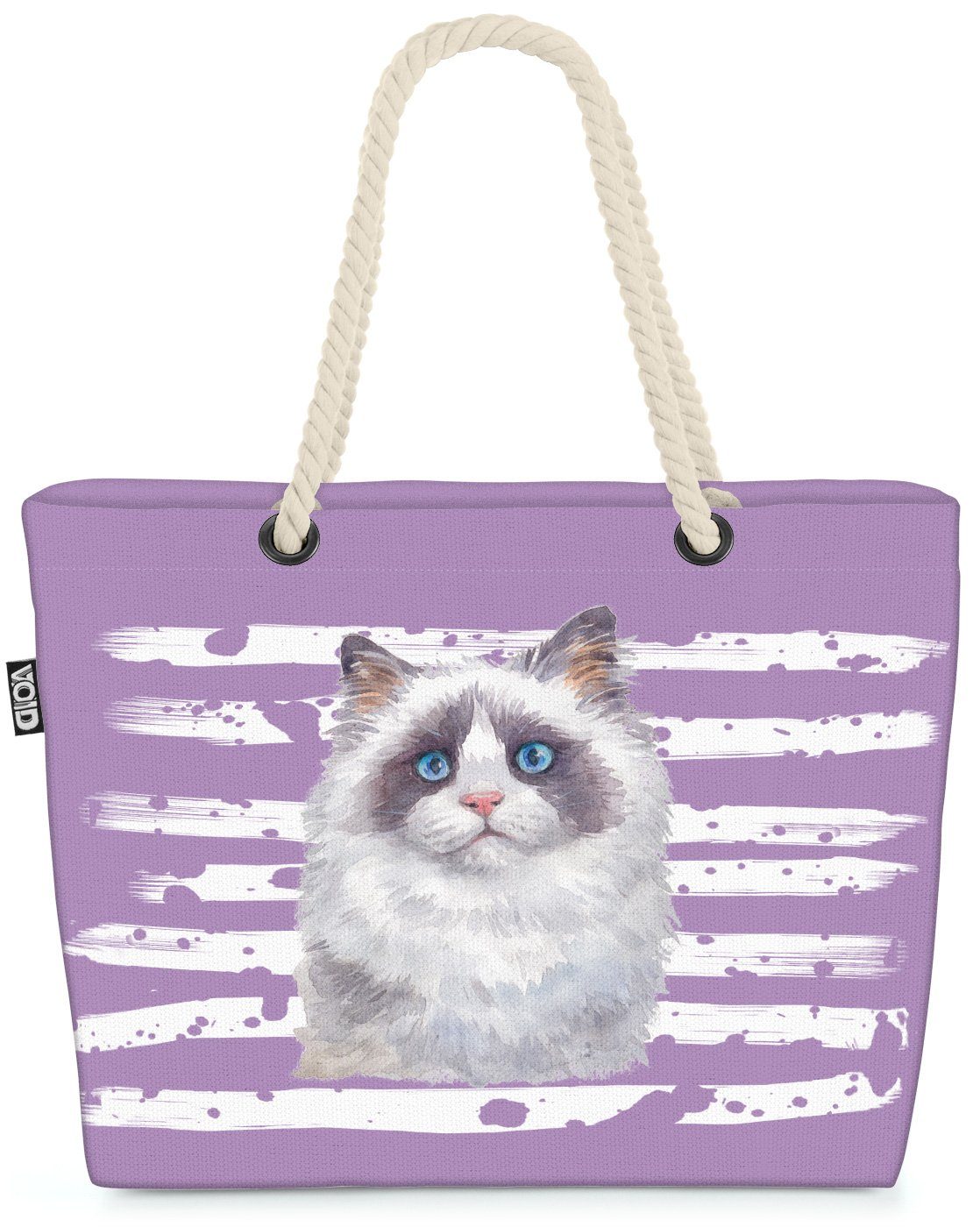 VOID Strandtasche (1-tlg), Katze Siam Haustier Cat Hauskatze Tier lila