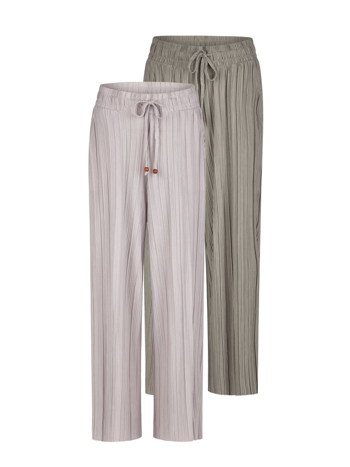 DENIMFY Chinohose Damen Palazzo Hose DFBrenda 2er Loose Fit (Vorteilspack) 7/8 Culotte mit Taschen