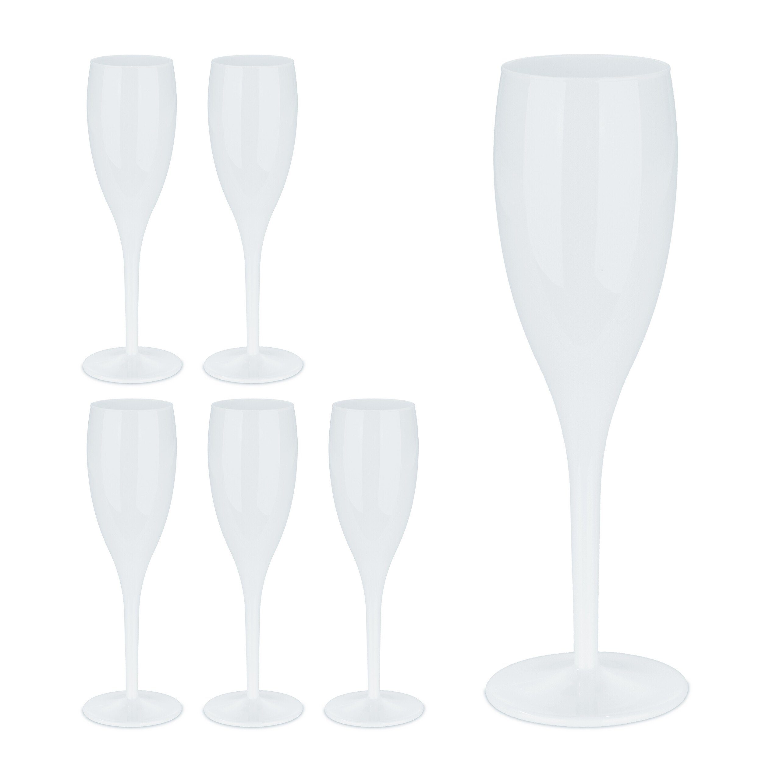 relaxdays Sektglas Sektgläser Kunststoff 6er Set, 6-tlg., Kunststoff