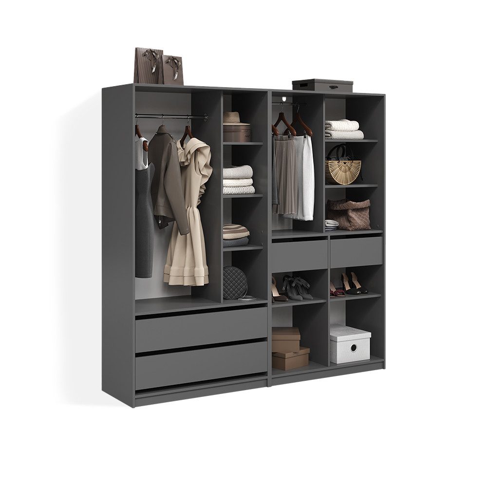 Livinity® Kleiderschrank Trento, Anthrazit, 2er Set (2-St)