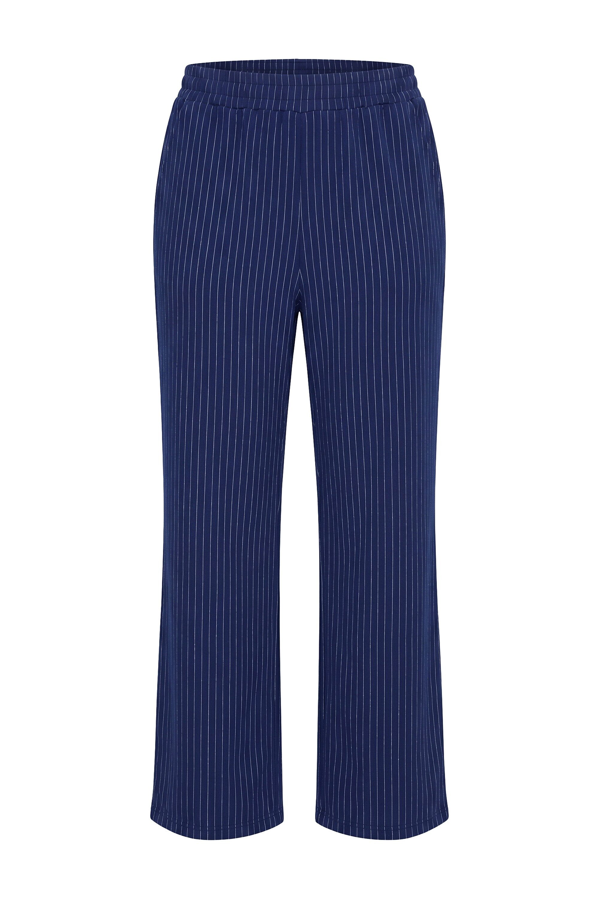 Studio Untold Schlupfhose Nadelstreifen-Hose Straight Wide Legs Elastikbund