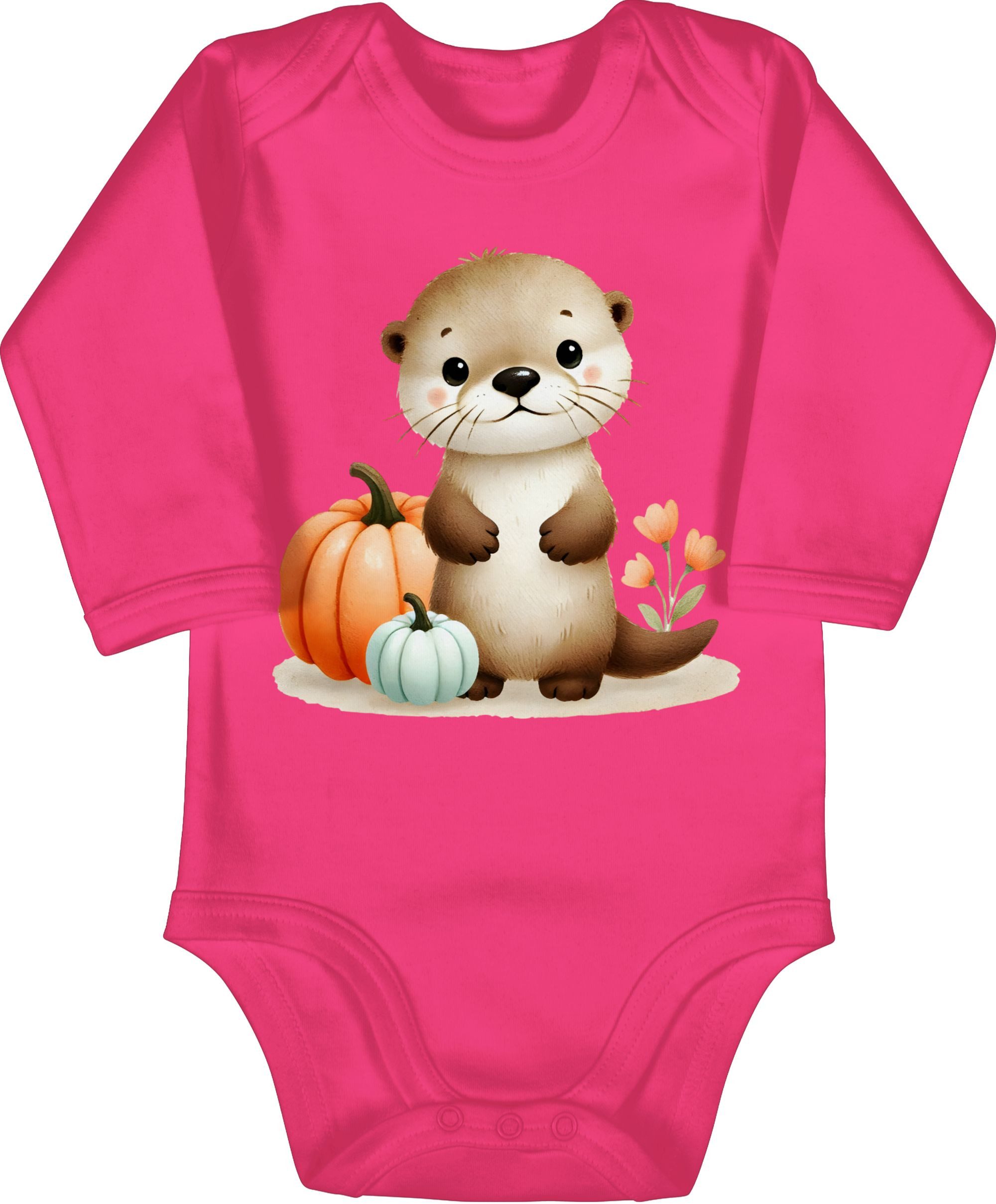 Shirtracer Shirtbody Süßer Otter mit Kürbis, Herbstliches Baby und Kinder Motiv, Niedlich Halloween Kostüme für Baby