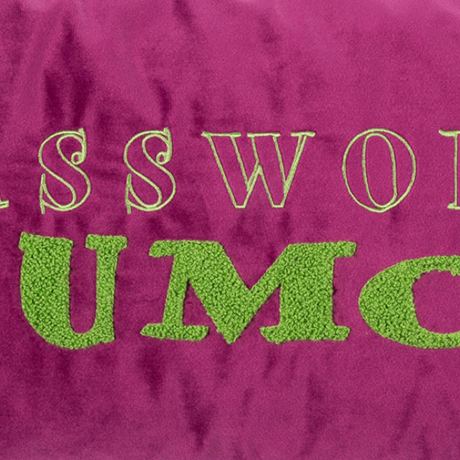 PAD Dekokissen Kissenhülle Letters Humor Green Hot Pink, Spruch, Statement, Schriftzug