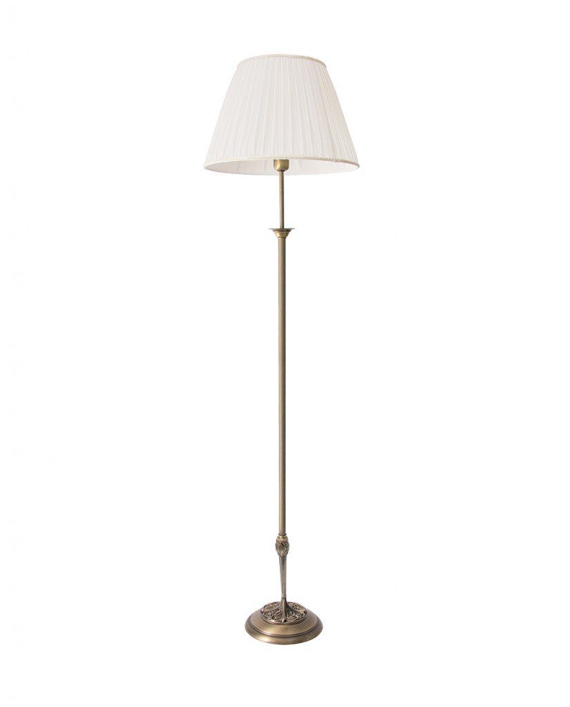 bronziert Jugendstil SIMONA, aus E27 Stoff Stehlampe Licht-Erlebnisse ohne Stehleuchte Wohnzimmer Leuchtmittel, Messing