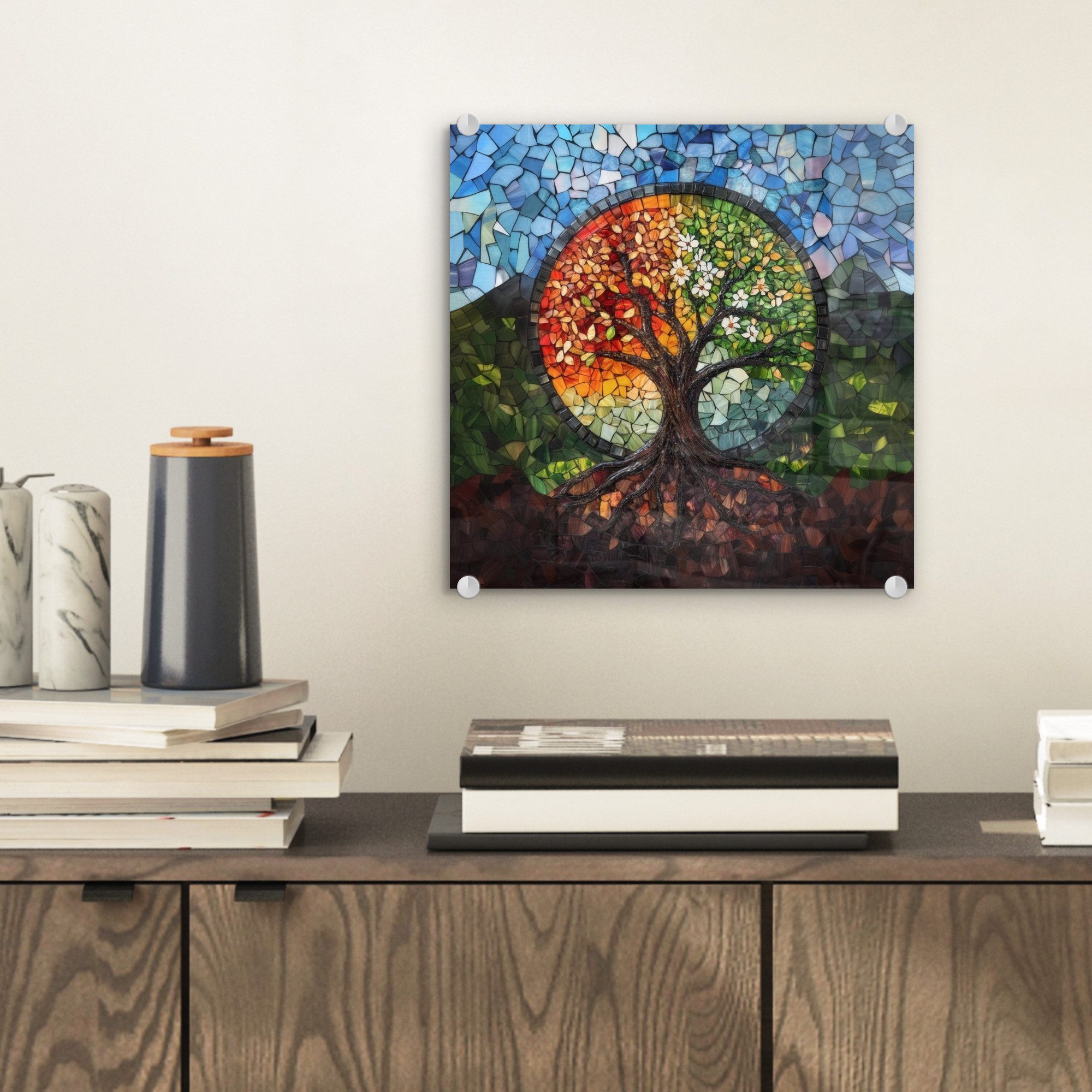 MuchoWow Acrylglasbild Baum - Jahreszeiten - günstig online kaufen