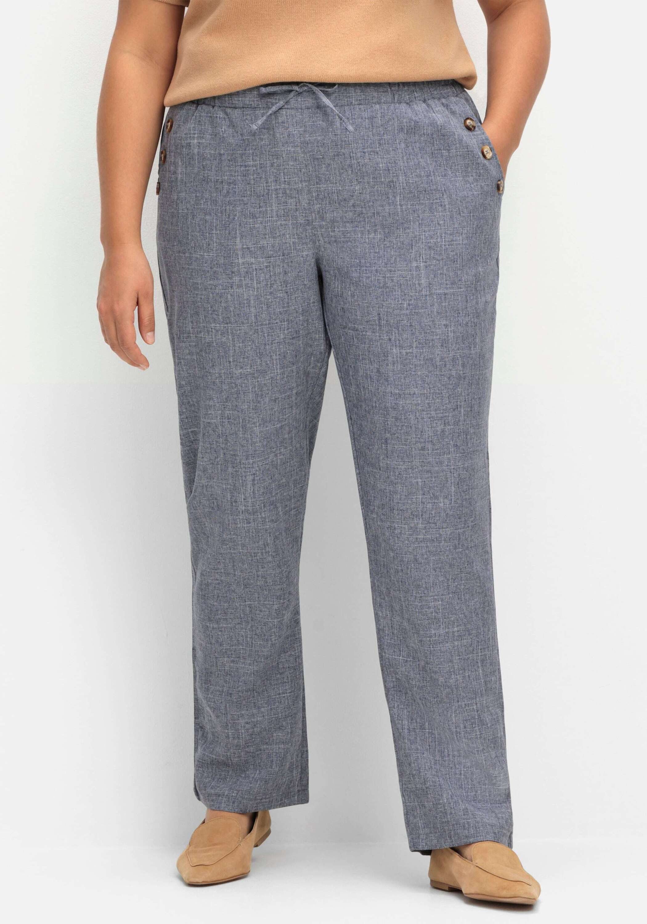 Sieh an! Jerseyhose Hose komfortabel mit Dehnbund und Zierknöpfen