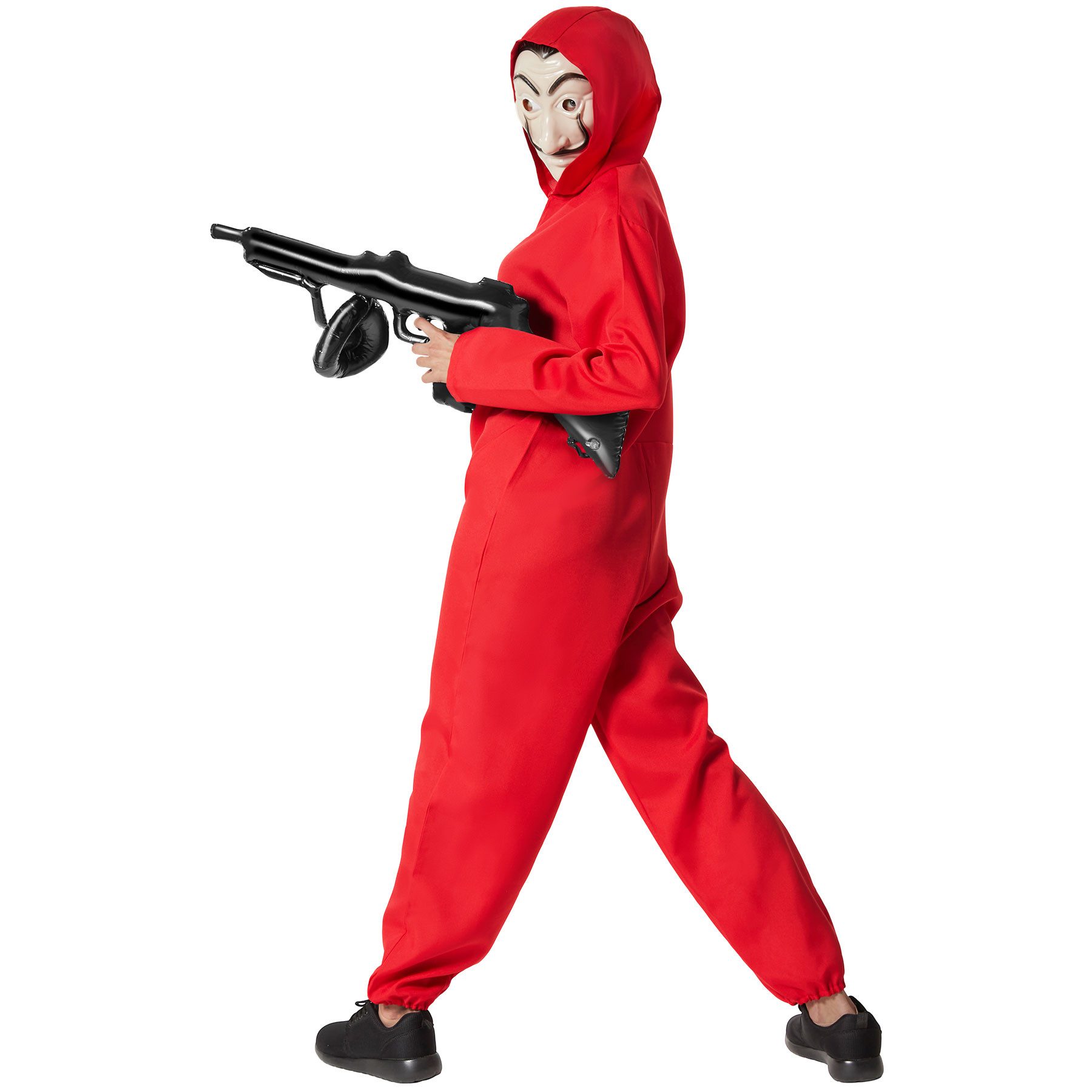 dressforfun Kostüm Ganove/Bandit maskierte Bankräuber, in rot, Gr. XXL, Für Fasching, Kultiges Design: Roter Overall, Alle wichtigen Accessoires sind inkl.