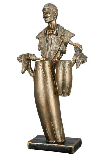 GILDE Dekofigur GILDE Skulptur Trommelspieler - gold - H. 35cm x B. 17cm