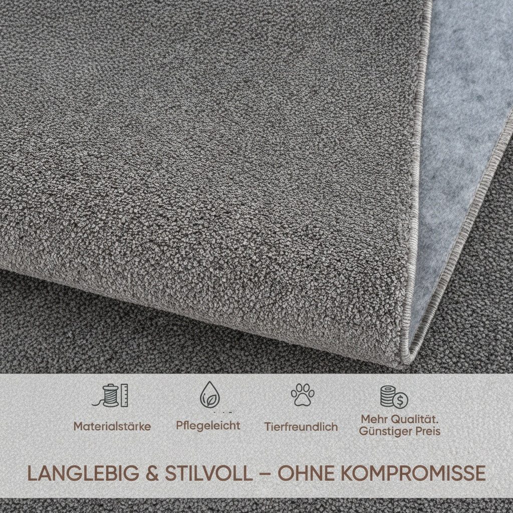 Jimri Teppich Lotus Wohnzimmer Teppich Einfarbig Kurzflor Läufer Uni, Rechteckig, Wohnzimmer Teppich Einfarbig Kurzflor Läufer – Bild 5 von 5