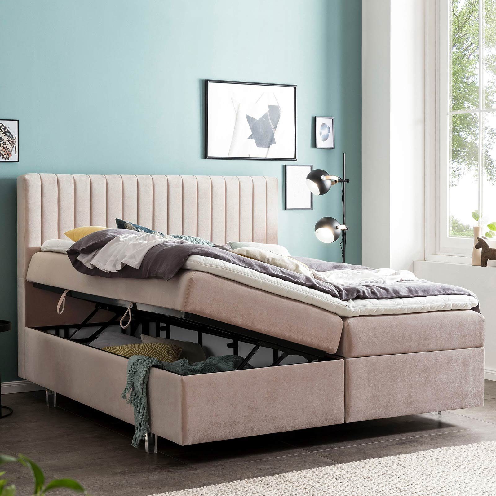 BettCo Stauraumbett Boxspringbett mit Bettkasten Paris günstig online kaufen