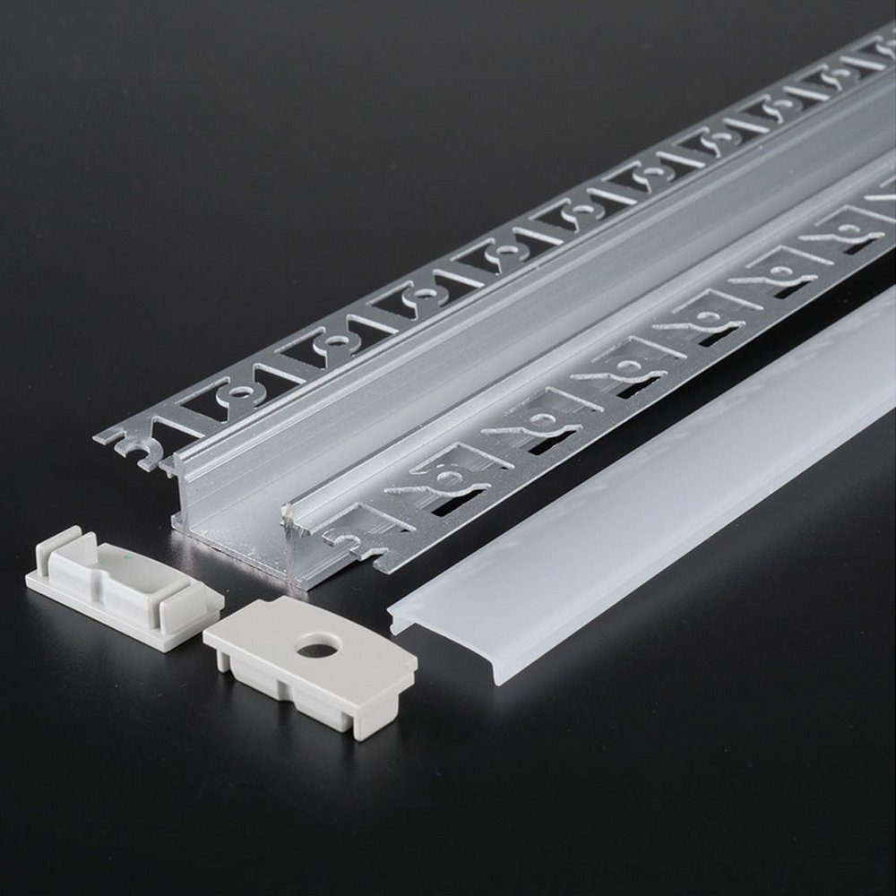 ENERGMiX LED-Stripe-Profil 2m LED Aluminium Profil Unterputz Leiste Rigips Trockenbau Gewebe für, Profil Kanal LED Leiste Profil Kanal system für LED Streifen 200cm