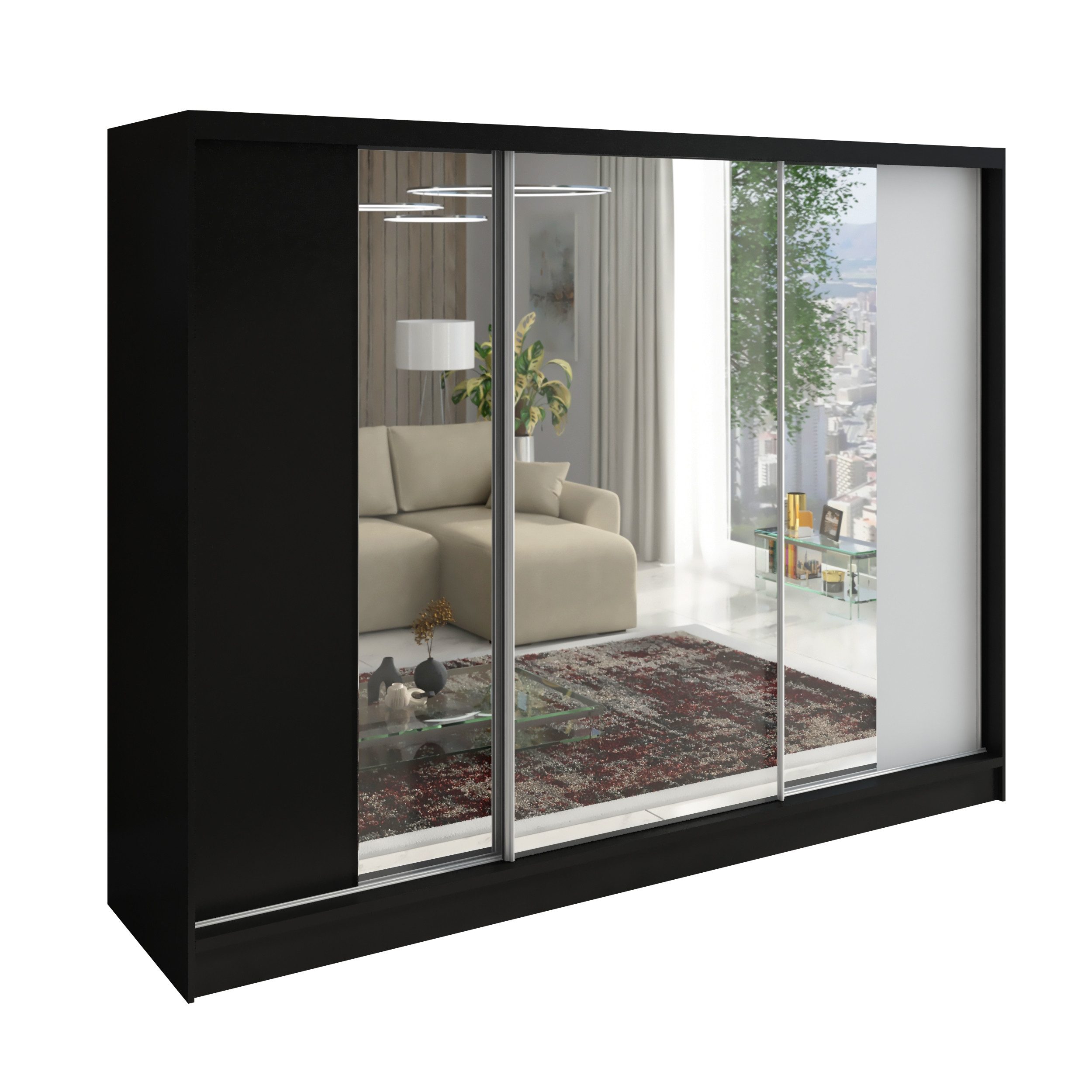 A&J MöbelLand GmbH Schiebetürenschrank VIDA 200 cm 3-türig Schrank mit Schubladen und Spiegel (TOP ANGEBOT! Geräumiger Schrank mit einer Breite von 200 cm und Spiegel, ideal zur Aufbewahrung von Kleidung und Accessoires. 3 Schubladen und viel Stauraum. TO