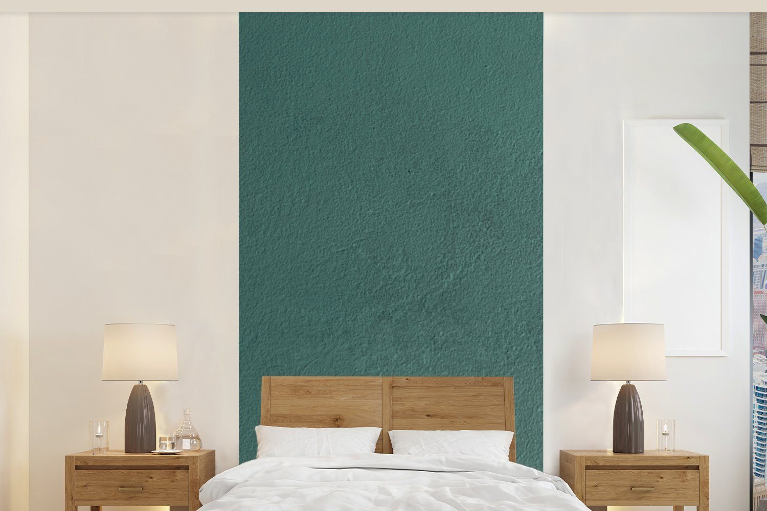 MuchoWow Fototapete Grün - Farbe - Wand, Matt, bedruckt, (2 St), Vliestapete für Wohnzimmer Schlafzimmer Küche, Fototapete