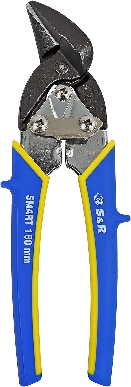 S&R Blechschere Professional Mini - Ideal-Serie, gehärtete Chrom-Molybdän-Klingen, (1-tlg), stark und wendig, 180 mm, Rechtsschnitt, gummierte Griffe, kompakt