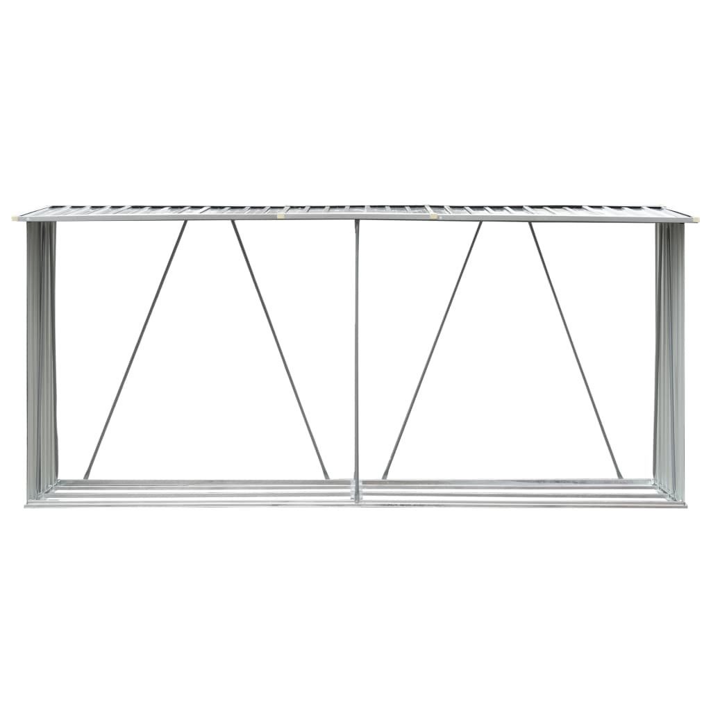 vidaXL Kaminholzregal NA Brennholzlager aus verzinktem Stahl 330x84x152 cm Grau, BxTxH:330x84x84 cm