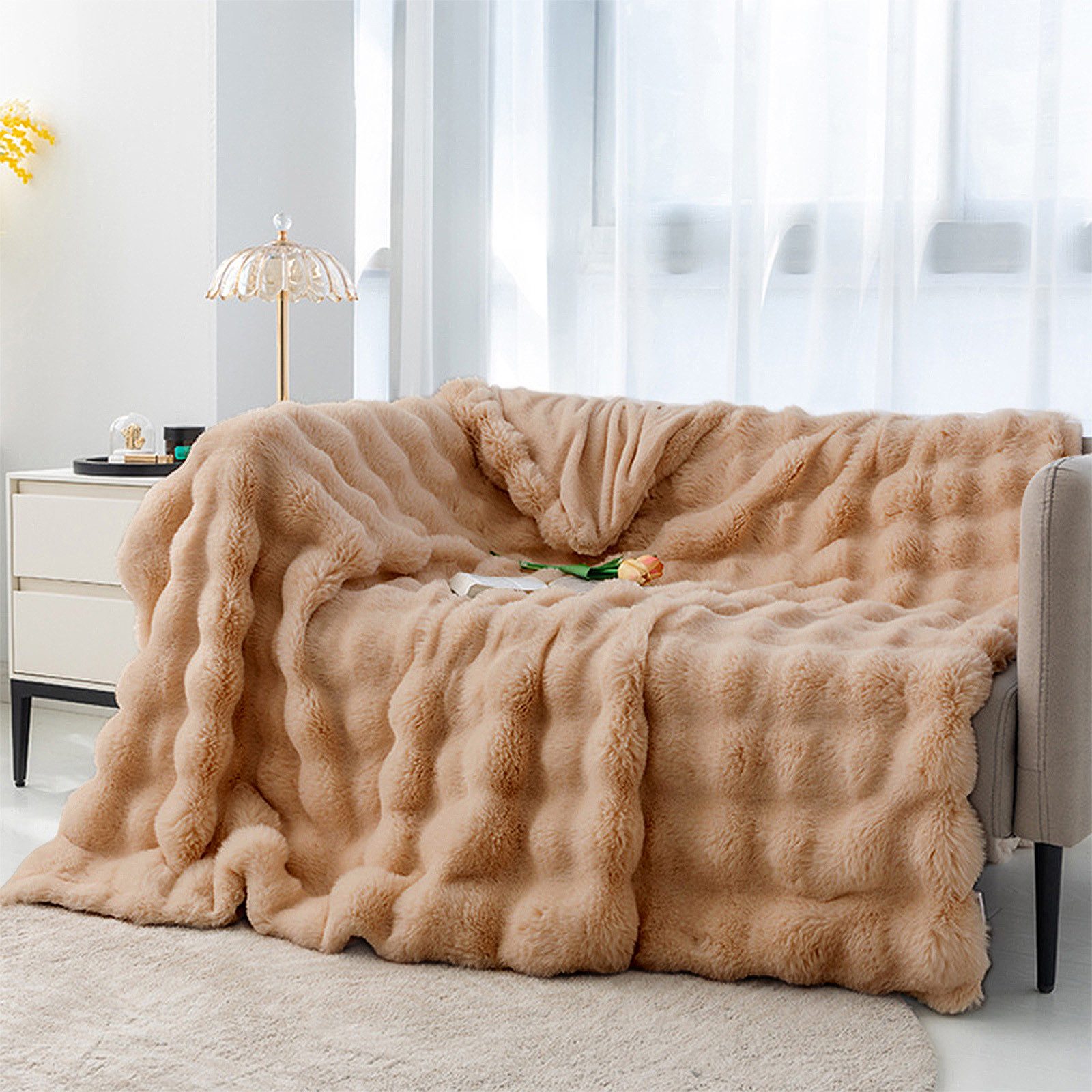Wohndecke Bubble Decke Kuscheldecke Flauschig Warme Sofadecke Couchdecke, C günstig online kaufen