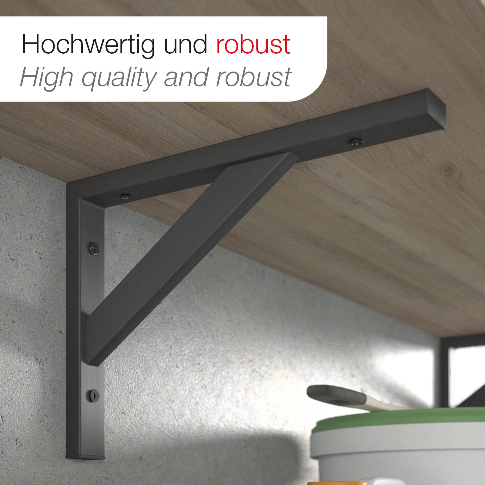 SO-TECH® Wandregalhalter Schwerlastkonsole Schwerlastwinkel Regalwinkel Wandkonsole, Spar-Set 2-tlg., Stahl, Tragkraft 75 kg / Paar, 295 x 215 mm schwarz