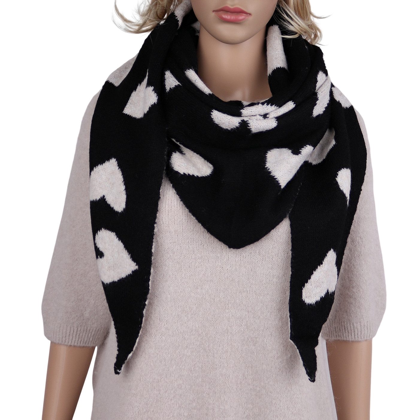 MIRROSI Dreieckstuch kuschliger und warmer Dreiecksschal ca.180x70 cm, (ca. 210 Gramm; Neue Kollektion Herbst/Winter 2025), Trendiges Herzen-Design, wärmend & weich