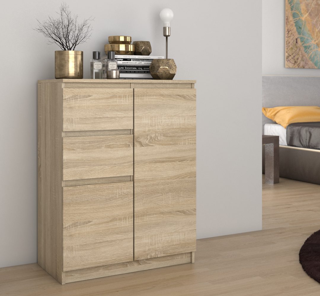 Raumhirsch Furniture Kommode Sideboard 70 cm breit (Maße 40 x 70 x 97 cm mit 2 Türen, 2 Schubladen), verschiedene Farben