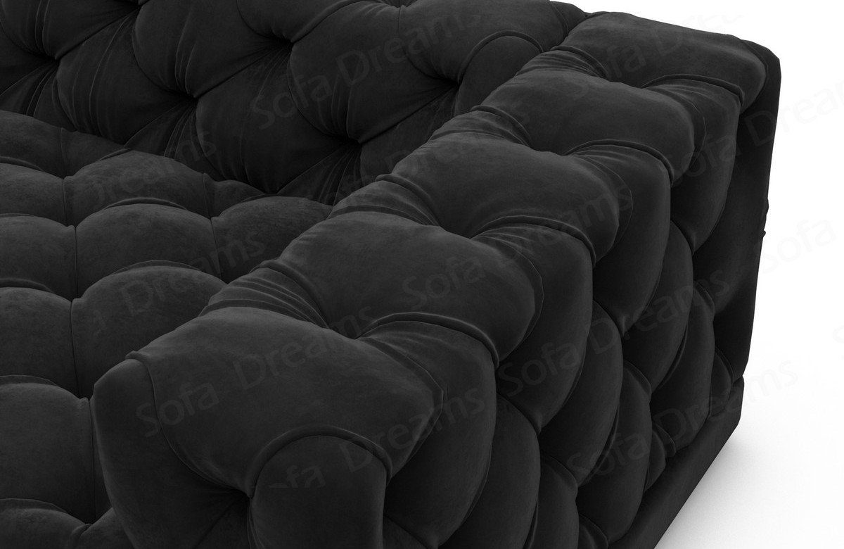 schwarz95 Samtstoff Sofa Designer Sofa Loungesofa, Stil Chesterfield Stoffsofa, U Palma Wohnlandschaft Dreams Form Stoff