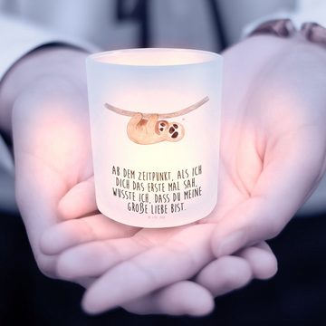 Mr. & Mrs. Panda Windlicht Faultier Kind - Transparent - Geschenk, Windlicht Glas, Teelichter, T (1 St), Stimmungsvolle Beleuchtung