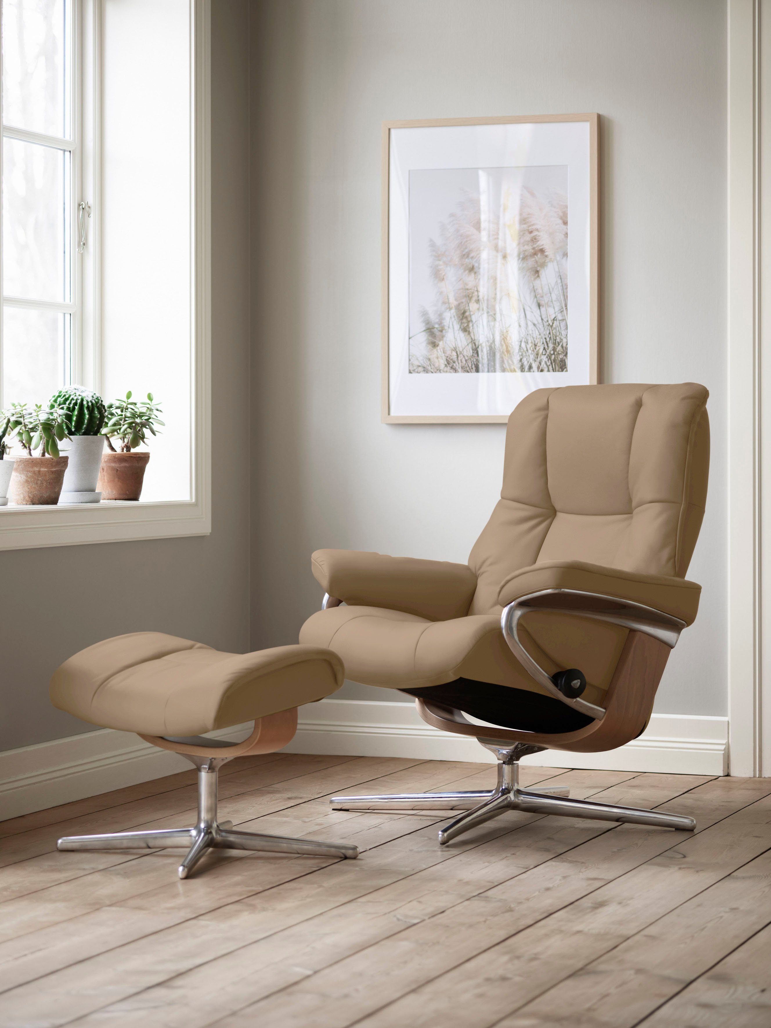 Stressless® Relaxsessel Mayfair (Set, M Hocker), Eiche S, mit Cross Holzakzent & L, Größe mit Hocker, mit Relaxsessel Base