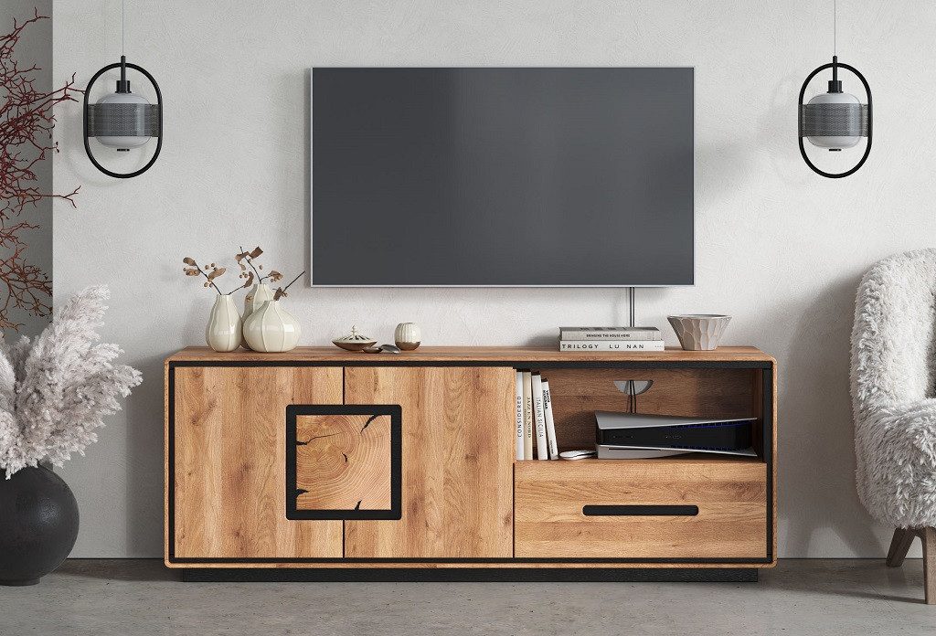 Main Möbel TV-Board TV Element Lowboard 1 Schubkasten 145x54cm Wildeiche Zarah