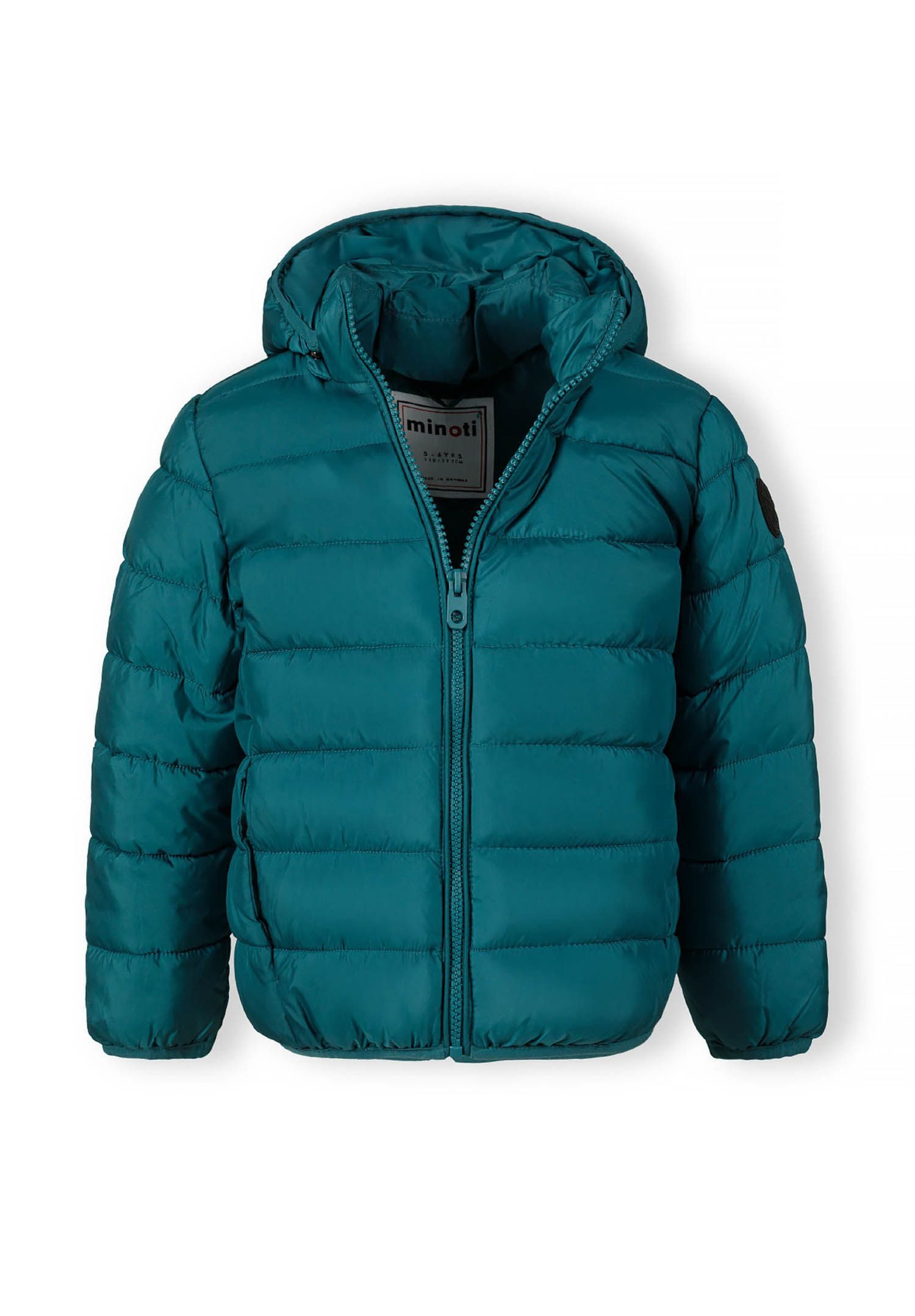MINOTI Steppjacke Steppjacke mit abnehmbarer Kapuze und Aufnäher am Ärmel (2–14y)
